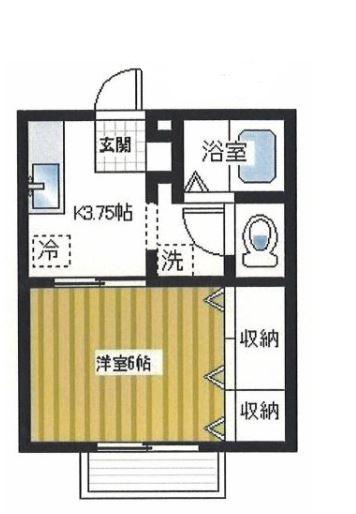 プチ・プラージュA棟(1K/2階)の間取り写真