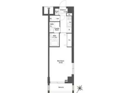 ディームス目黒行人坂(1K/2階)の間取り写真