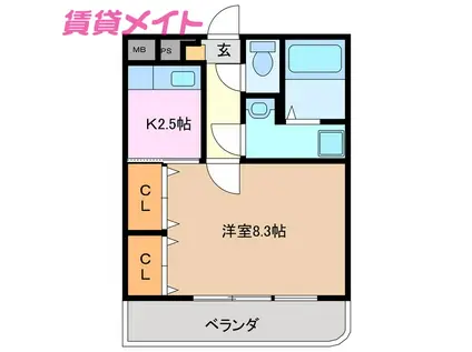 エマーブル矢橋(1K/3階)の間取り写真