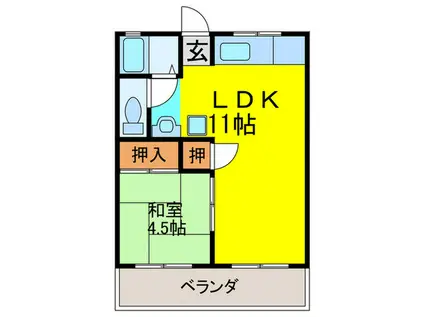 石川ハイツ(1LDK/1階)の間取り写真