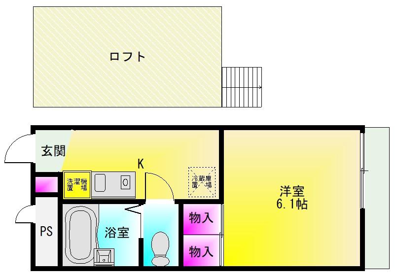レオパレスばら(1K/1階)の間取り写真