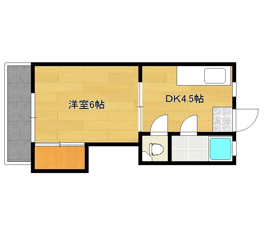 山本ビル(1DK/3階)の間取り写真