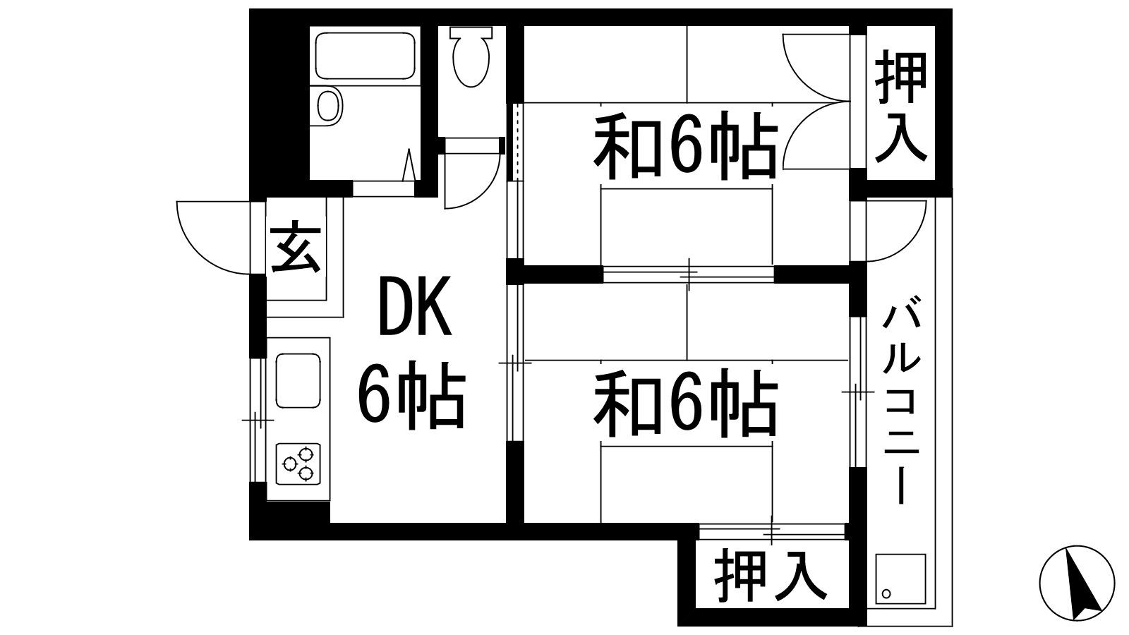 エス・テラス伊丹(2DK/1階)の間取り写真