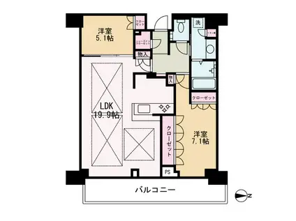 グランドメゾン新梅田タワー THE CLUB RESIDENCE(2LDK/26階)の間取り写真