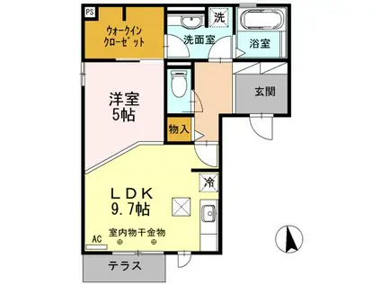 プレミア(1LDK/1階)の間取り写真