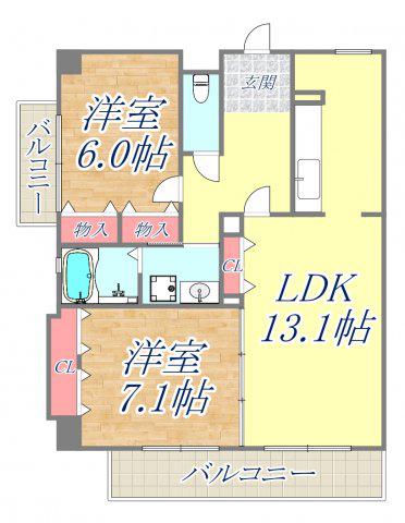 ドムストリア(2LDK/2階)の間取り写真