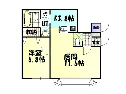 ST.ウエスト(1LDK/1階)の間取り写真