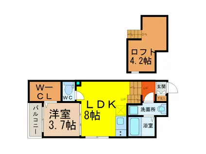 ノースヒル(1LDK/1階)の間取り写真