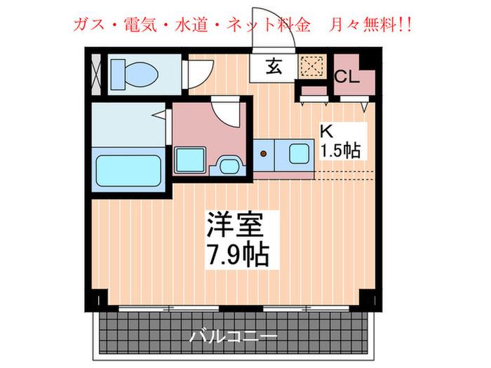 KIビルディング(1K/3階)の間取り写真