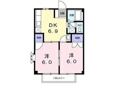 グリーンピアもりや(2DK/2階)の間取り写真