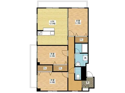 真秀ロジュマン(3LDK/3階)の間取り写真