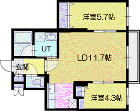 センチュリー信濃(2LDK/3階)の間取り写真