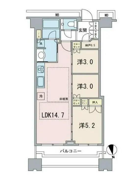 富久クロスコンフォートタワー 53階階 間取り