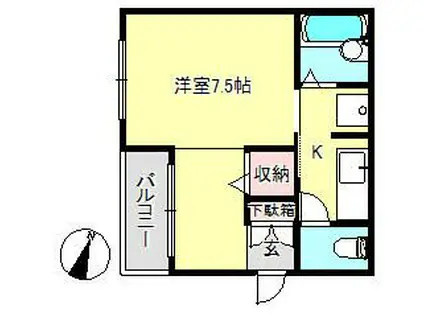 メゾンドエム(1K/1階)の間取り写真