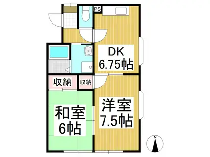 α-TIME(2DK/2階)の間取り写真