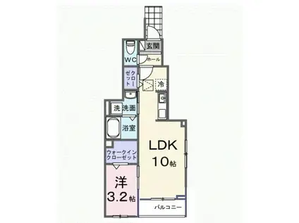 ヒカルサ土浦神立イーストI(1LDK/1階)の間取り写真