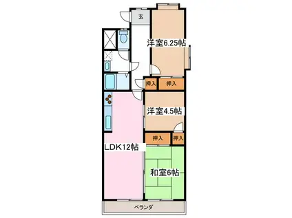 アーク南松本(3LDK/10階)の間取り写真