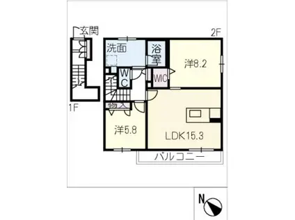 シャーメゾン富山(2LDK/2階)の間取り写真