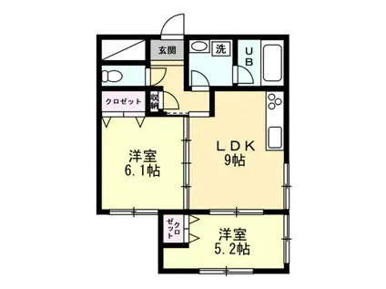 南布瀬ハウス(2DK/1階)の間取り写真