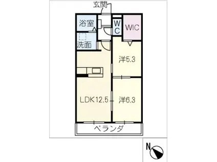 リーフ長津良(2LDK/1階)の間取り写真