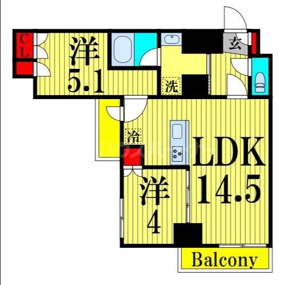 メトロステージ亀有(2LDK/4階)の間取り写真