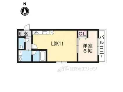 ブリリアコート丹波橋(1LDK/3階)の間取り写真