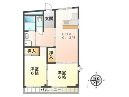 コーポ・スカイン(2LDK/3階)の間取り写真