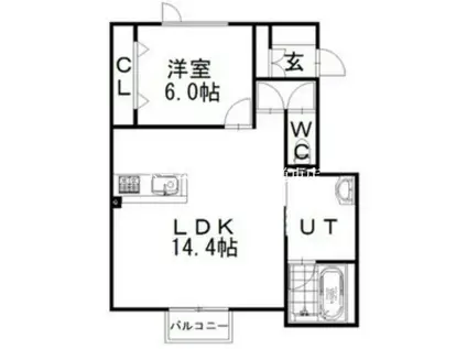 エアリータウンC(1LDK/1階)の間取り写真