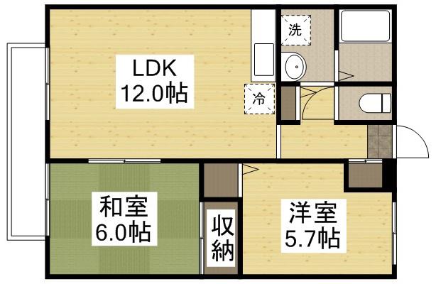 フォブールセラフィーIII(2LDK/1階)の間取り写真