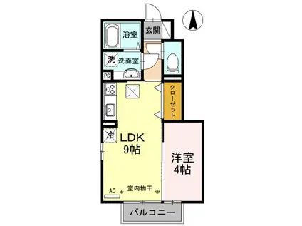 ヴィアーレ(1LDK/1階)の間取り写真