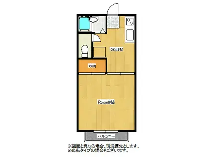 ハイツフロンティアS(1DK/2階)の間取り写真