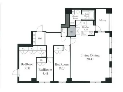 寿ビル(3LDK/6階)の間取り写真