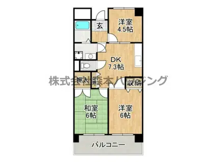 グランドヴィラ香里(3DK/3階)の間取り写真