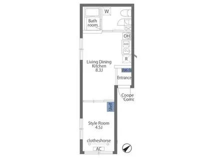 グランピア笹塚(1LDK/1階)の間取り写真