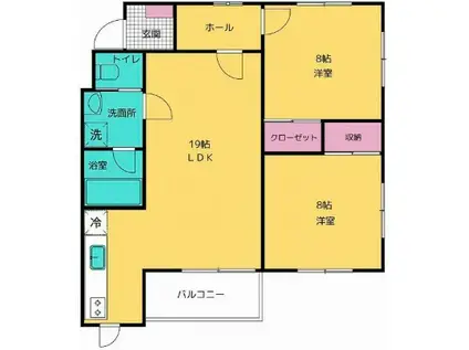 メゾン・ド・ナチュール盛岡(2LDK/1階)の間取り写真