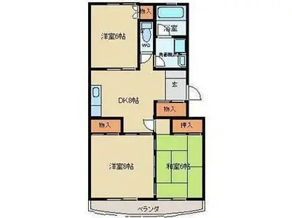 横堀ビル(3DK/3階)の間取り写真