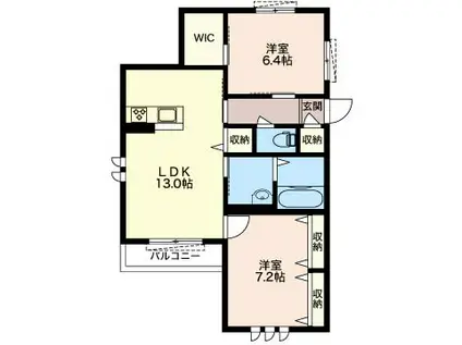 ファミーユD(2LDK/1階)の間取り写真