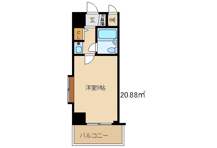 ライオンズマンション高崎田町(1K/5階)の間取り写真
