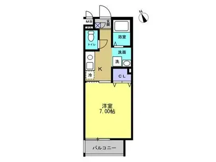 クオーレ福沢町(1K/1階)の間取り写真