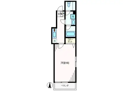 アジュール戸越(1K/2階)の間取り写真