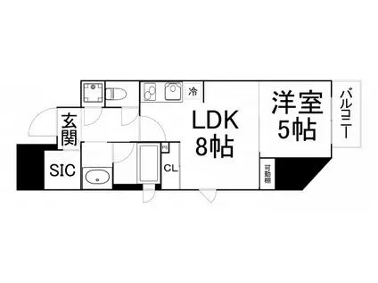 シーズンフラッツ梅田北(1LDK/5階)の間取り写真