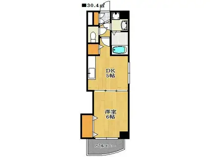 コモドーレ(1DK/3階)の間取り写真