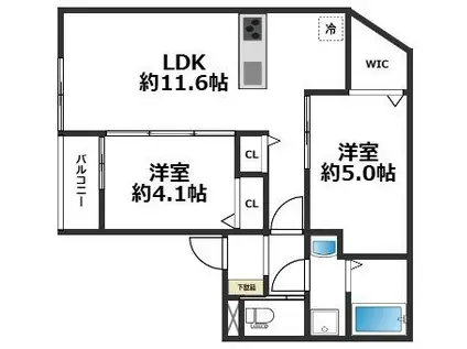 C-GRID山下町(2LDK/2階)の間取り写真
