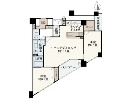 サーパス明石太寺(2LDK/7階)の間取り写真