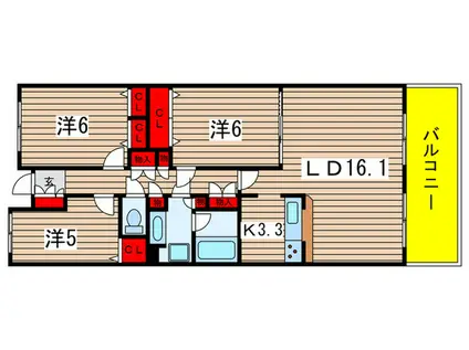 リーベスト西千葉(3LDK/6階)の間取り写真