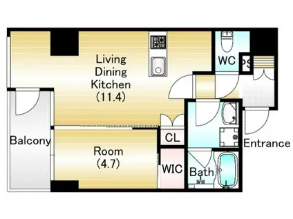 フォルトナート扇町(1LDK/9階)の間取り写真