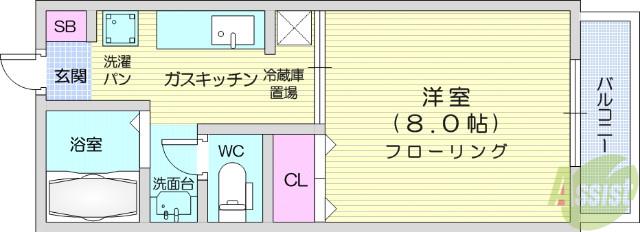 グリーンヒルズ八乙女(1K/1階)の間取り写真