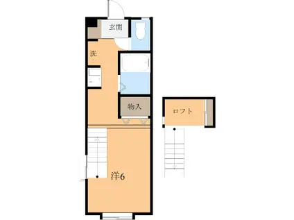 アーバンヒルズD(ワンルーム/2階)の間取り写真