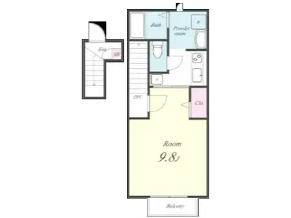 スカイヴィレッジ(1K/2階)の間取り写真