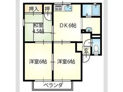 ヤマイチPLAZAサニータウン園部(3DK/2階)の間取り写真